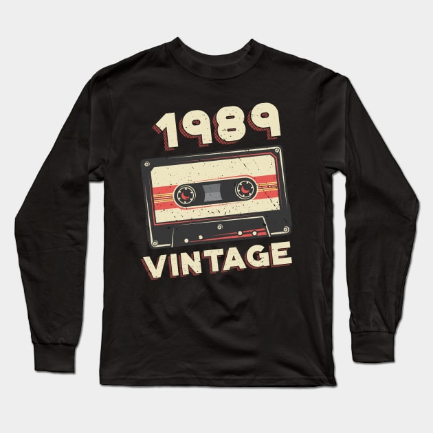 Vintage 1989 Retro Cassette Tape 31st Birthday Long Sleeve T-Shirt by aneisha